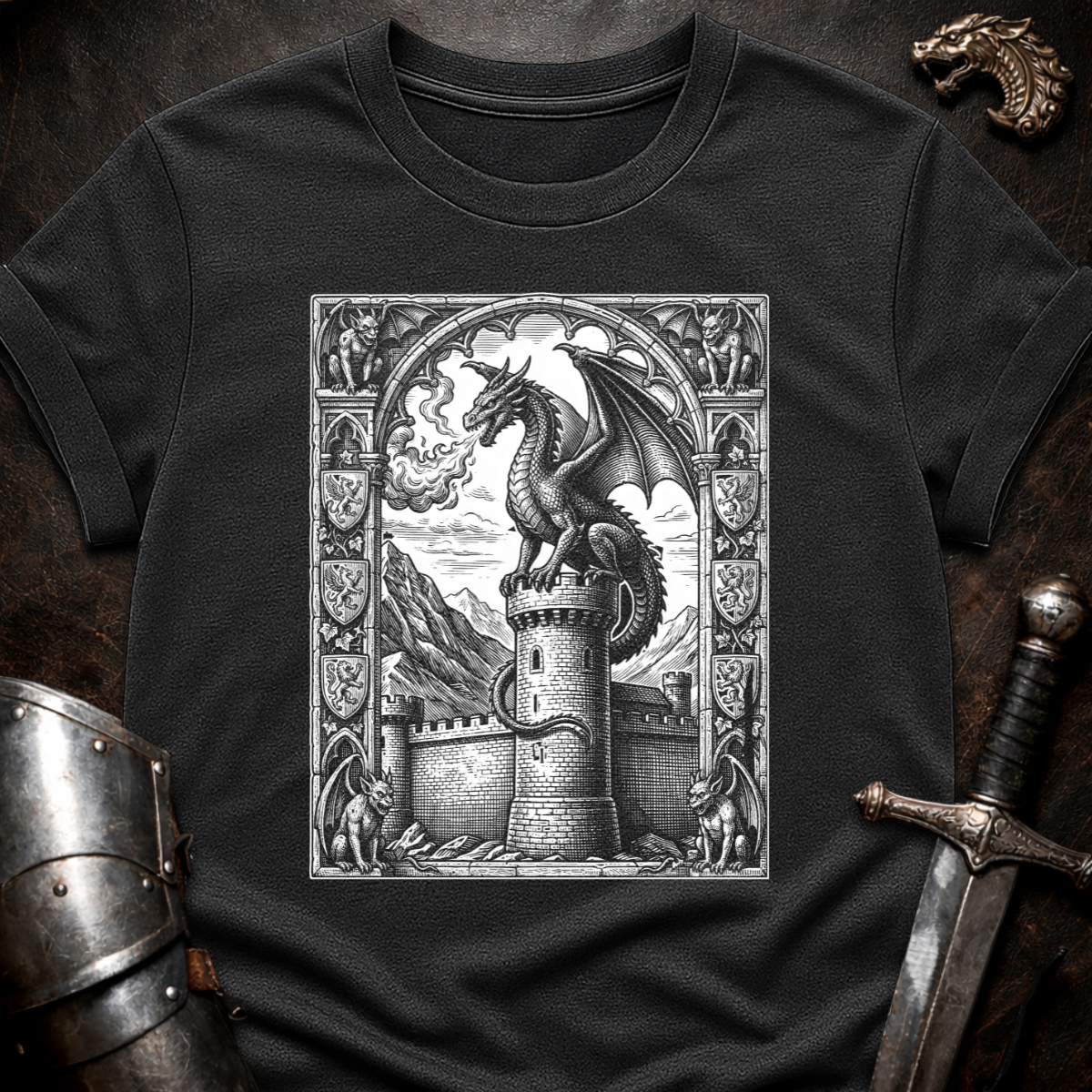 Dragon On Castle T-Shirt