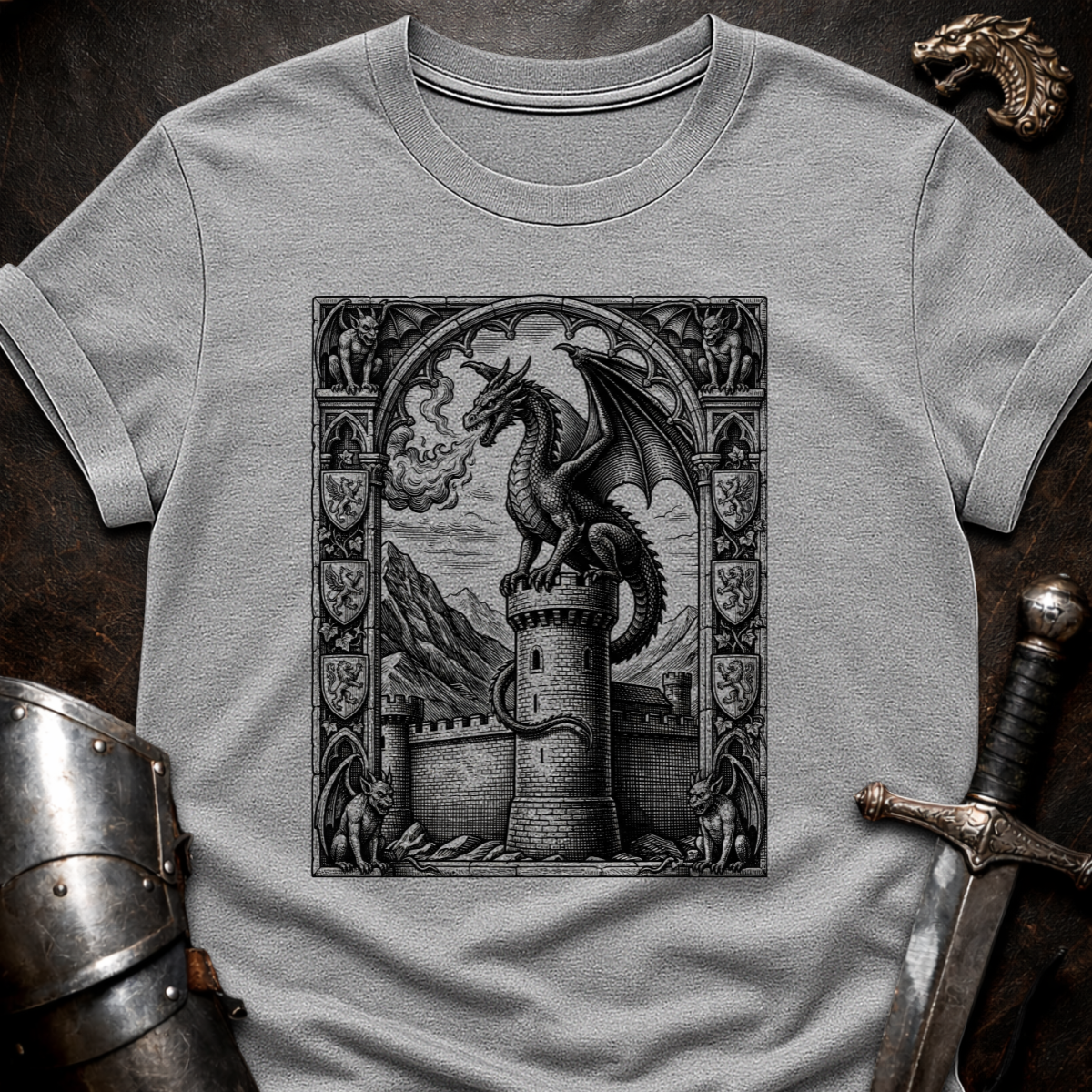 Dragon On Castle T-Shirt