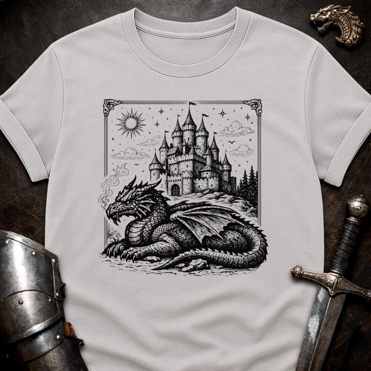 Dragon Guarding Castle T-Shirt