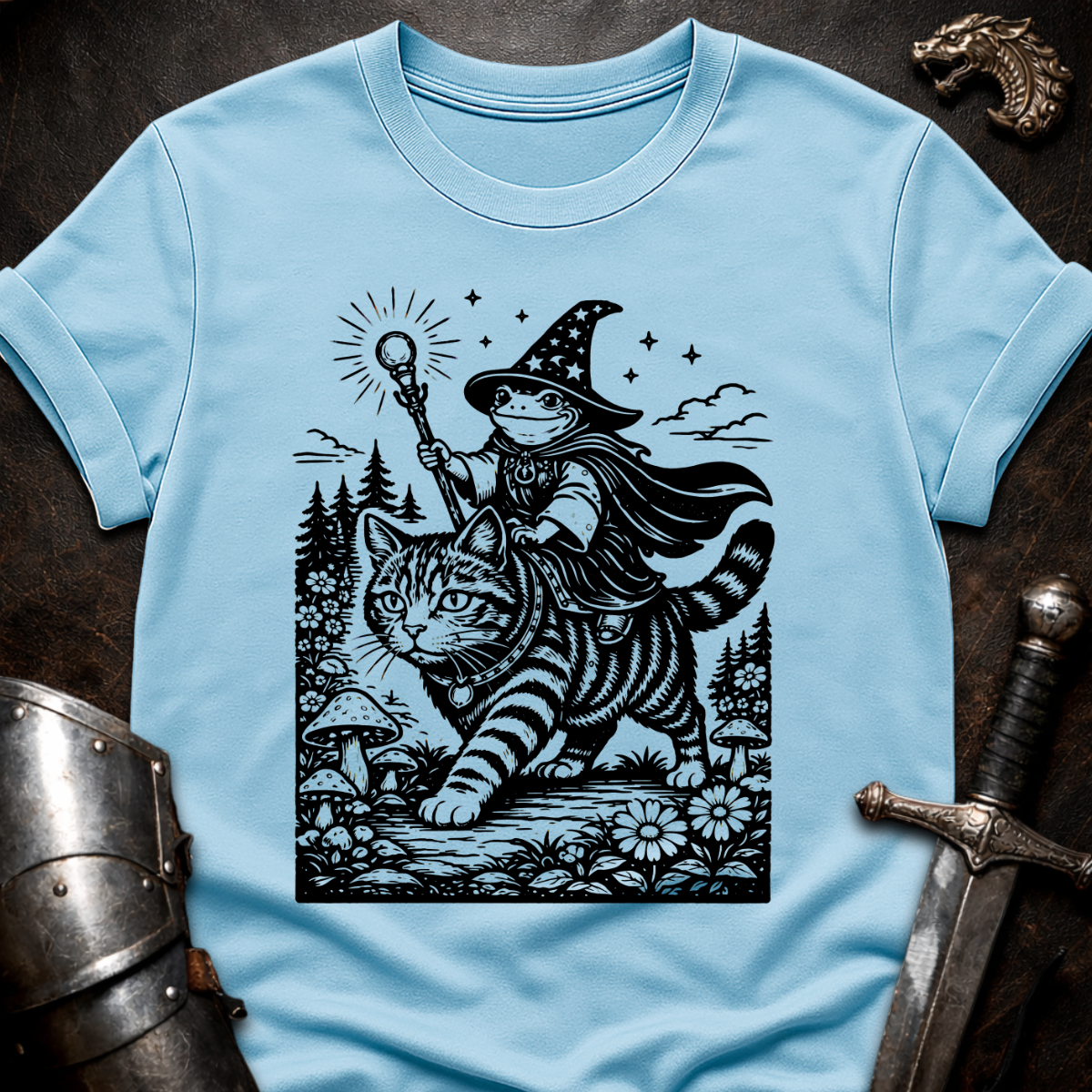 Frog Wizard on Cat T-Shirt