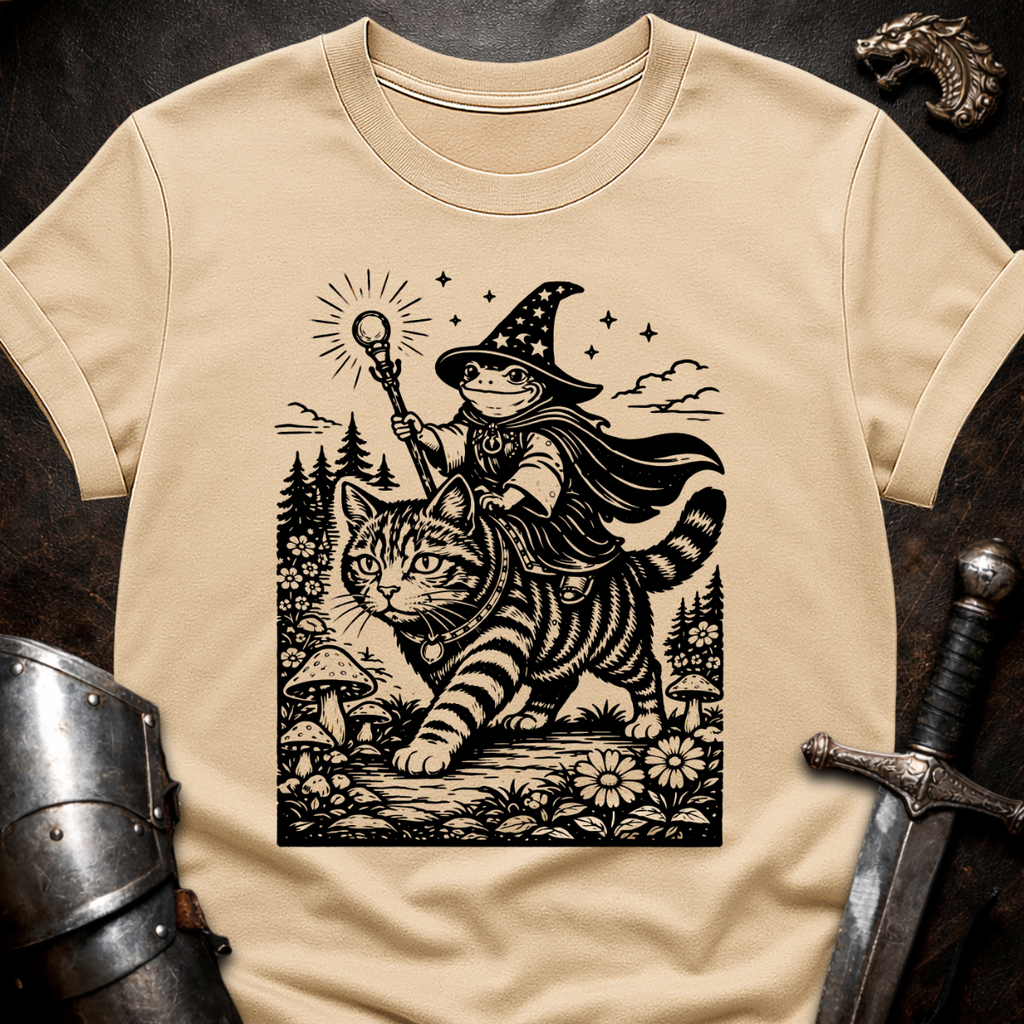 Frog Wizard on Cat T-Shirt