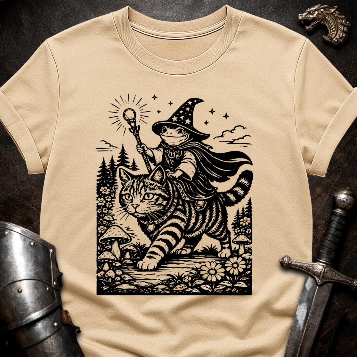 Frog Wizard on Cat T-Shirt