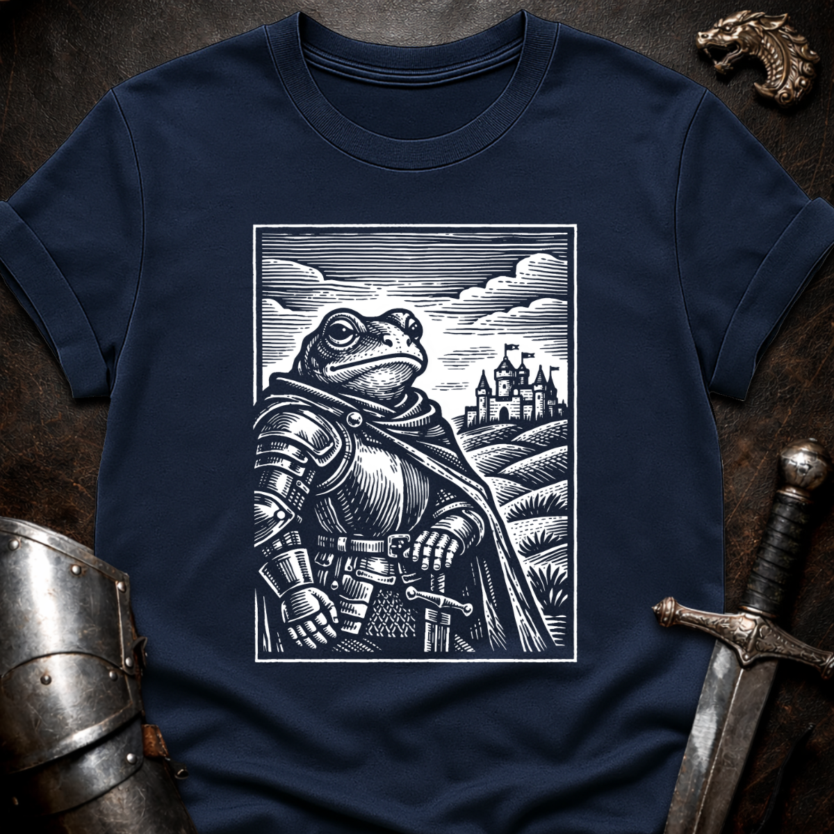 Frog Knight Woodcut T-Shirt