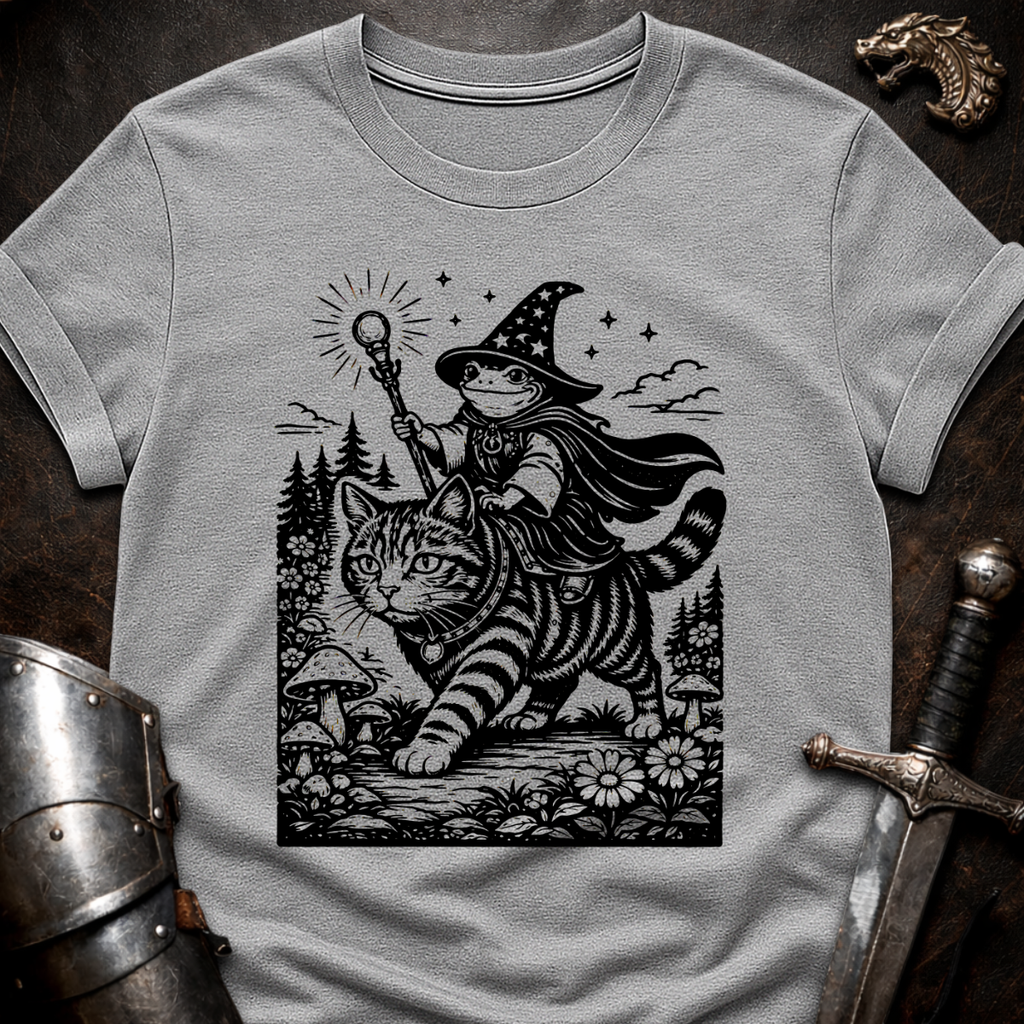 Frog Wizard on Cat T-Shirt