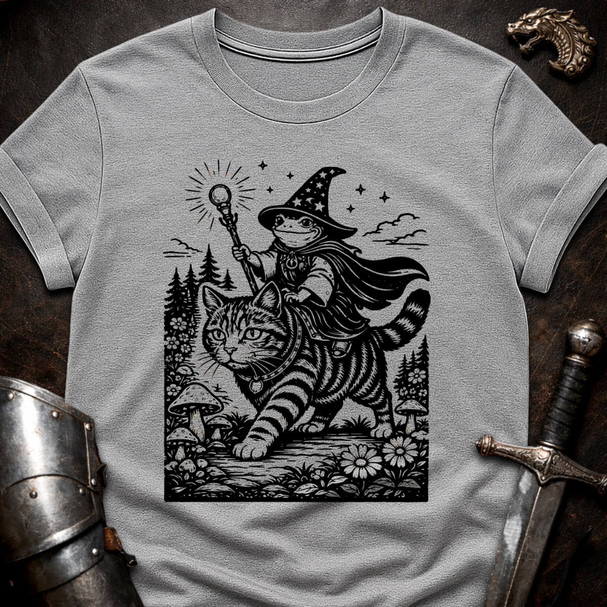 Frog Wizard on Cat T-Shirt