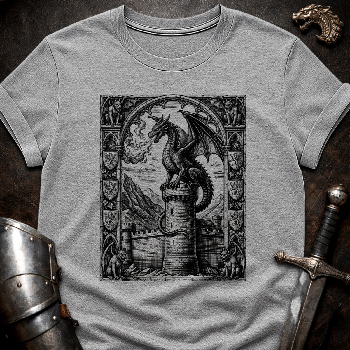 Dragon On Castle T-Shirt
