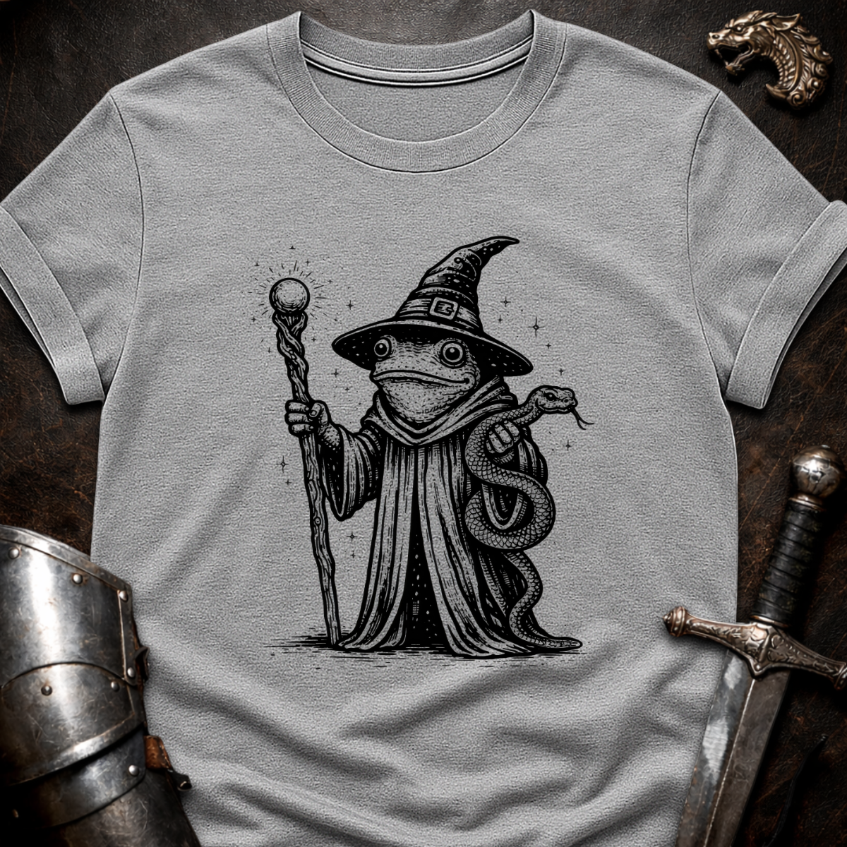 Frog Wizard with Snake T-Shirt