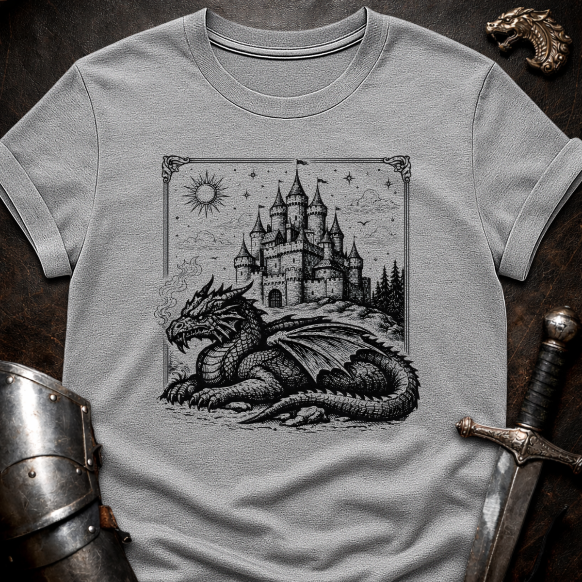 Dragon Guarding Castle T-Shirt