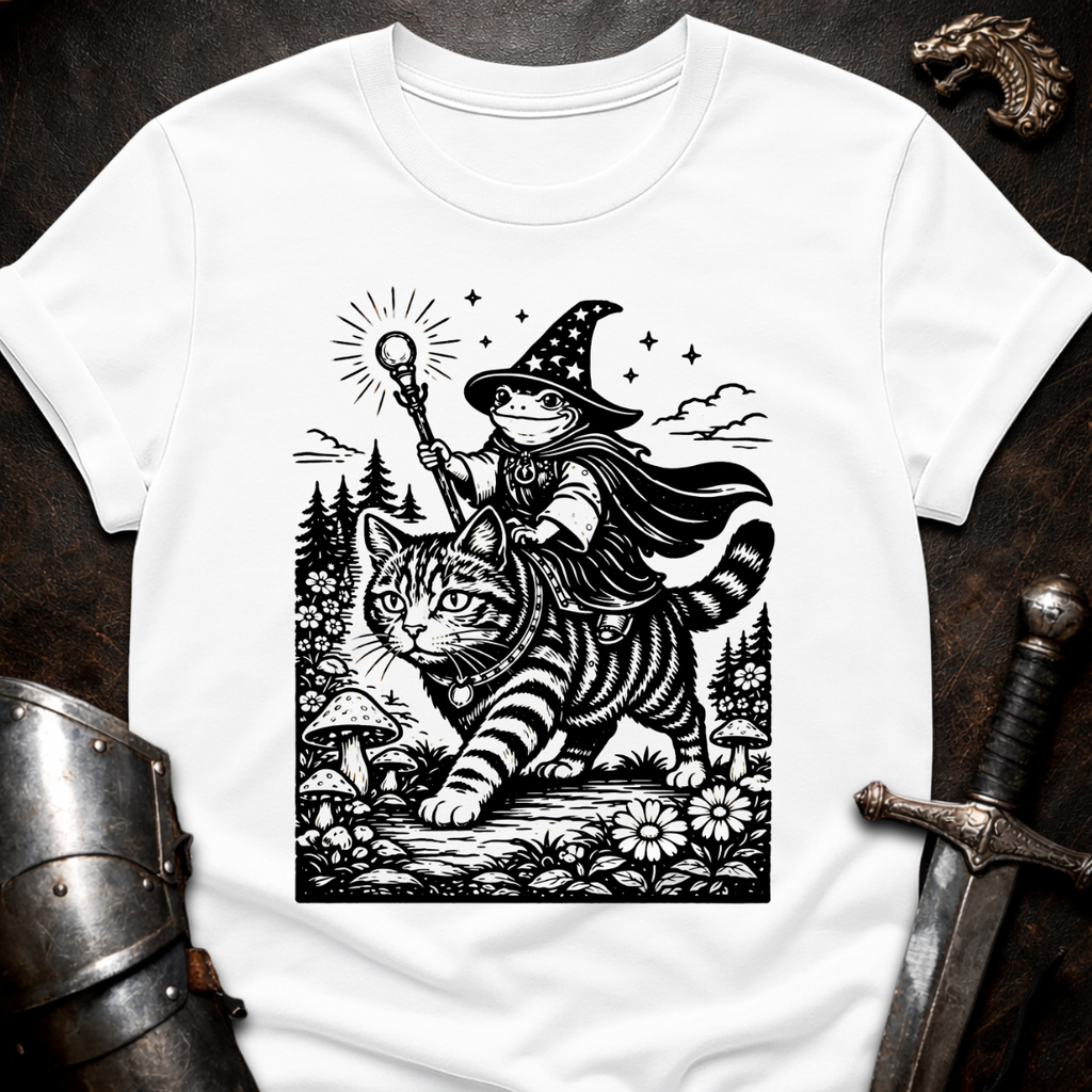 Frog Wizard on Cat T-Shirt