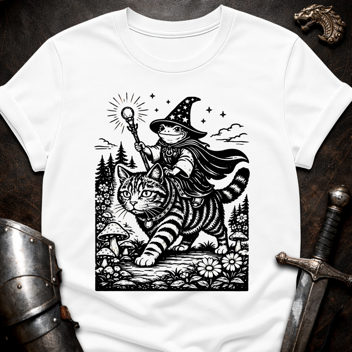 Frog Wizard on Cat T-Shirt