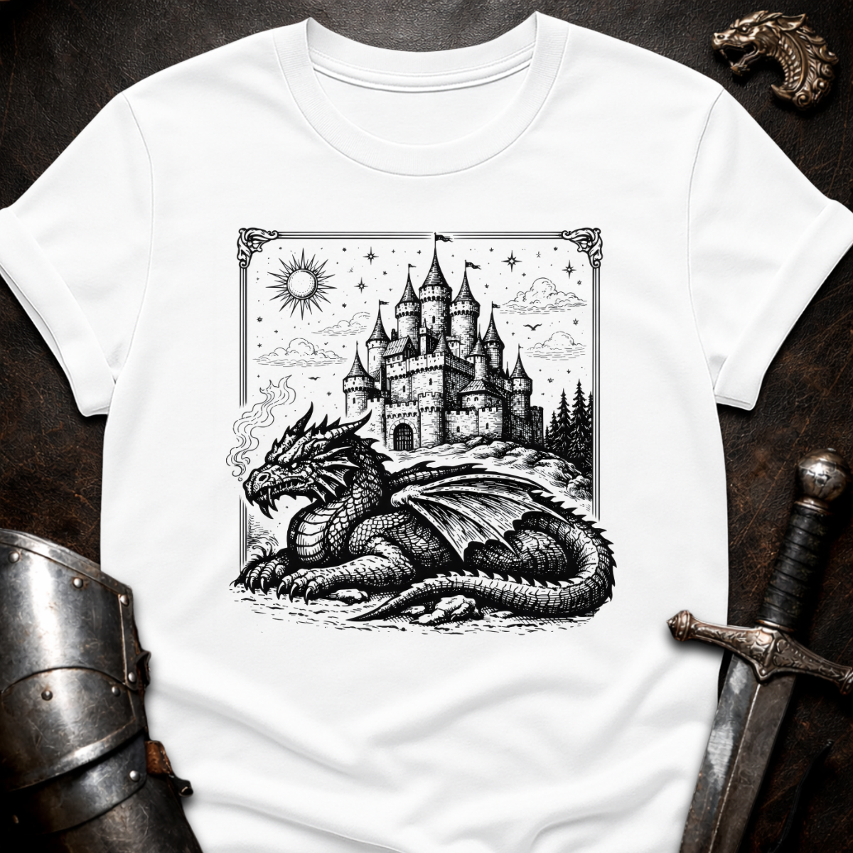 Dragon Guarding Castle T-Shirt