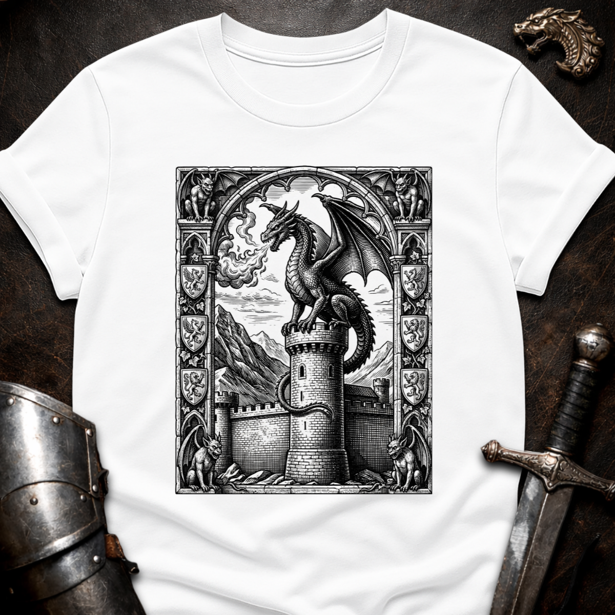 Dragon On Castle T-Shirt